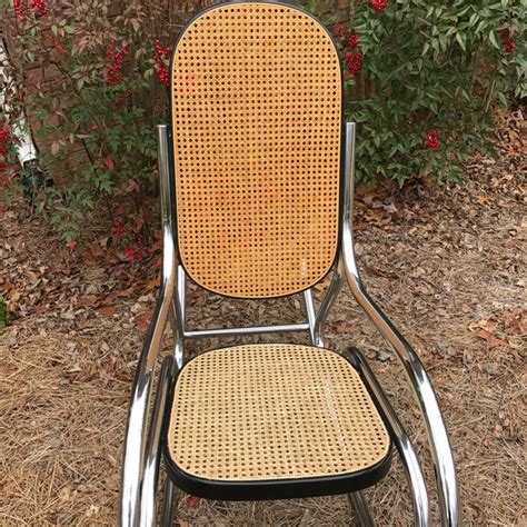Mid Century Modern Chrome And Cane Rocking Chair Chairish