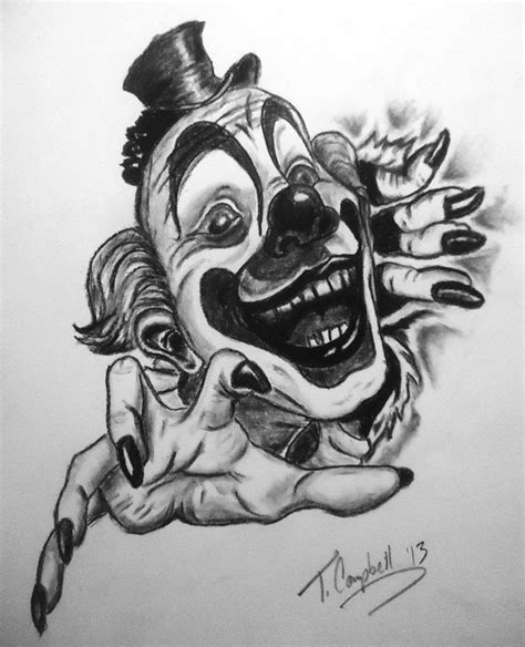 Gangsta Pencil Evil Clown Tattoos