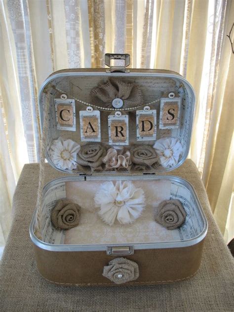Card Box Vintage Suitcase Wedding Card By Theshabbychicwedding 10000