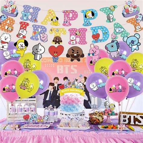 Bt21 Birthday Party Supplies Bts Decorations Army Bangtan Banner Topper