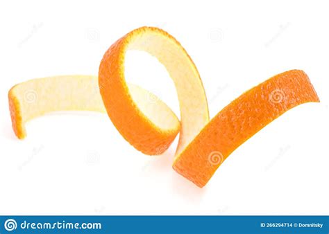 Orange Peel In Spiral Form Isolated On White Background Orange Zest