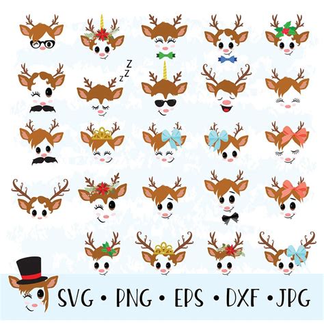 Reindeer Svg Christmas Reindeer Svg Reindeer Faces Svg Deer Etsy My