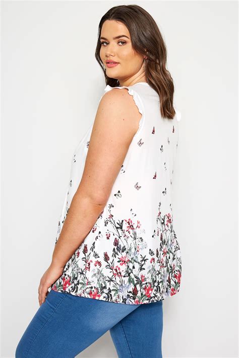 White Floral Border Pintuck Blouse Plus Size 16 To 36 Yours Clothing