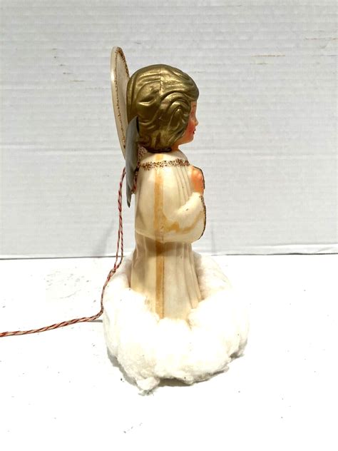 Vtg Christmas Angel Tree Topper Doubl Glo Plasticorig Cotton 1950s