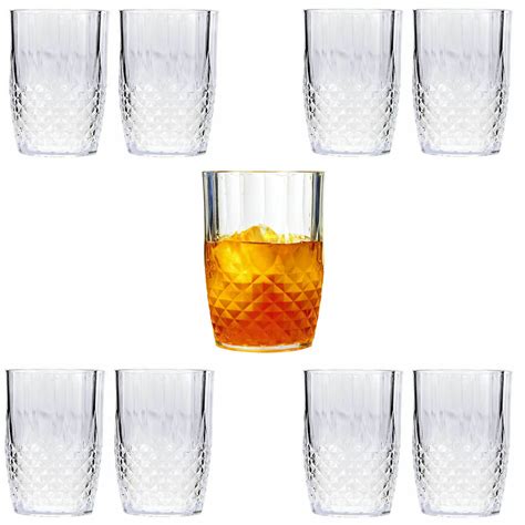 6 X Vintage Clear Crystal Effect Plastic Glasses Drinking Picnic Garden Acrylic Ebay