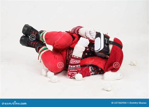 Santa Claus Put On Virtual Glasses And Plays Stock Photo Image Of Cyber Claus