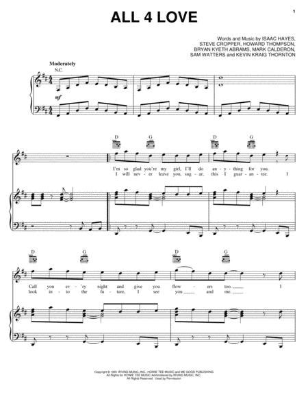 All 4 Love By Isaac Hayes Digital Sheet Music For Pianovocalguitar
