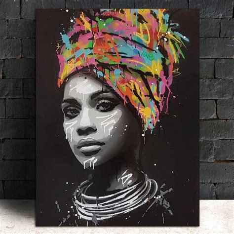Buy Abstract African Girl With Letters Wall Art Canvas