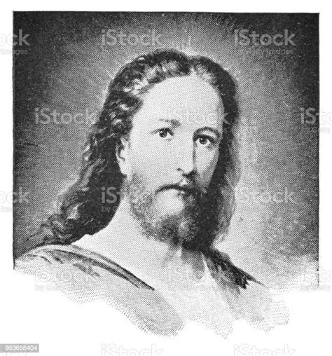 Portrait Of Jesus 19th Century Stock Illustration Download Image Now
