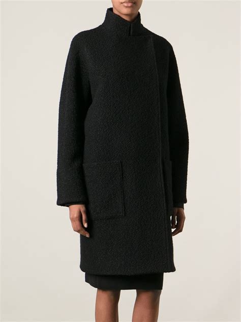 Lyst Emanuel Ungaro High Collar Coat In Black