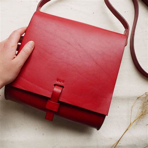 Personalised Red Leather Satchel Red Leather Cross Body Satchel This