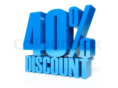 40 Percent Discount Blue Shiny Text Concept 3d Illustration Stock