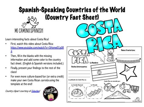 Spanish Speaking Countries Of The World Costa Rica Fact Sheet