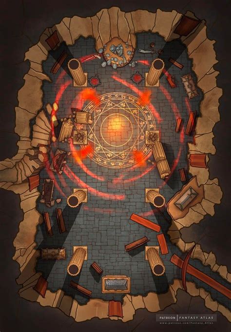 Underground Temple Summoning 16 X 23 Battlemaps Fantasy City Map