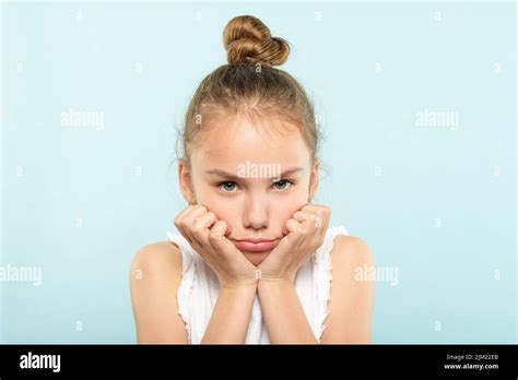 Emotion Face Grumpy Pursed Lips Frowning Child Stock Photo Alamy