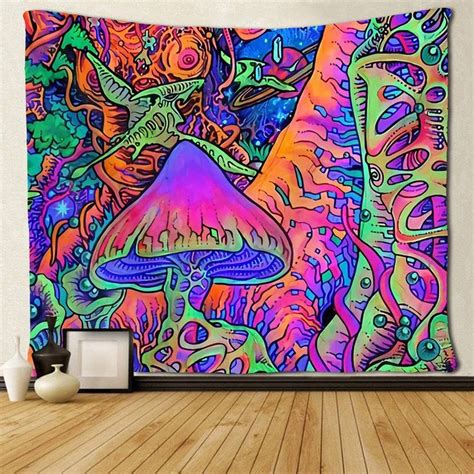 On Mushrooms Tapestry Trippy Tapestry Psychedelic Tapestry Hippie