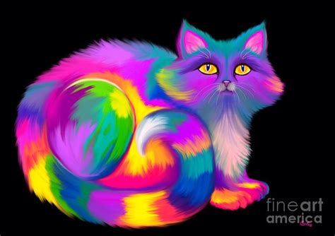 Fluffy Rainbow Cat By Nick Gustafson Rainbow Cat Cat Painting Cat
