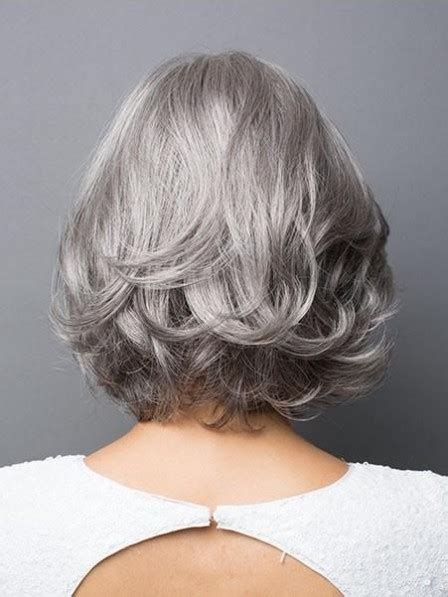 Natural Wavy Bob Style Grey Hair Wig For Women Chin Length Wigs Lace