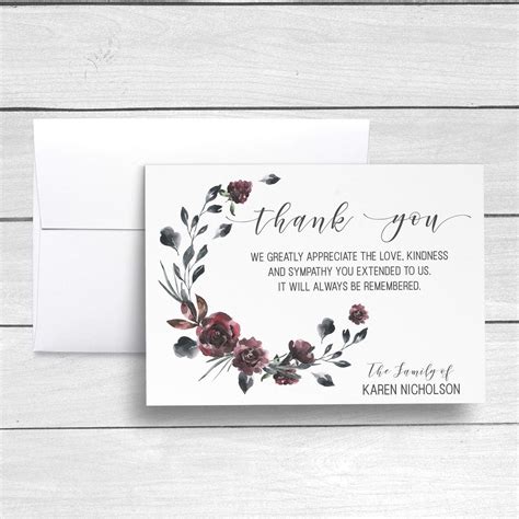 Sympathy Acknowledgement Cards Bereavement Cards Funeral Etsy
