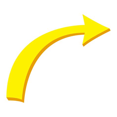 Curved Yellow Arrow Isolated On White Background Arrow Icon Vector