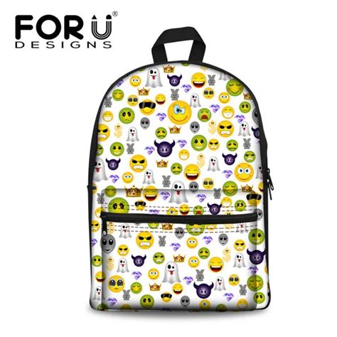 Forudesigns Fashion Children Kawaii Backpacksmiley Emoji Backpacks For