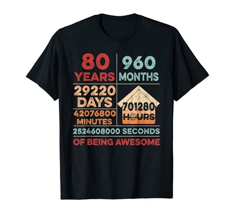 vintage 80th birthday ts 80 years old 960 months t shirt stellanovelty