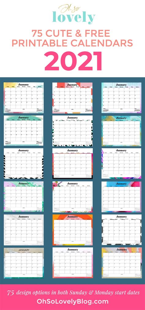 2021 will be here long before you know it. Cute 2021 Printable Blank Calendars : Custom Editable 2021 ...