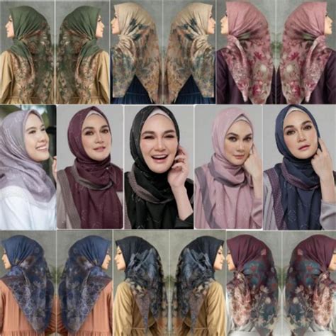 jual jilbab segiempat mylady bahan voal super premium denay motif terbaru ss14 shopee indonesia