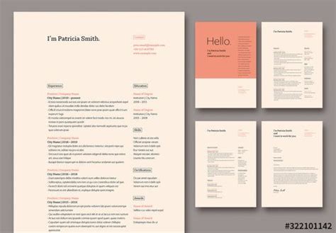 Resume And Cover Letter Layout With Coral Accents Cover Letter Layout