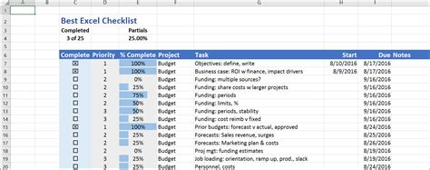 The Best Excel Checklist Critical To Success