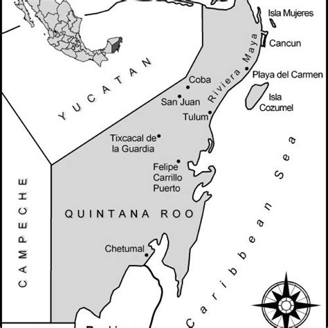 Map Of Quintana Roo And Relevant Places Download Scientific Diagram