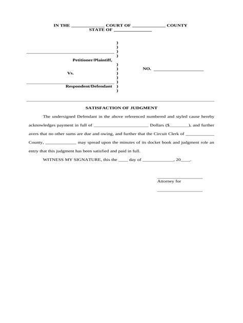 Satisfaction Of Judgment For Civil Trial Form Fill Out And Sign