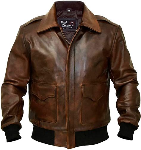 Mens Clothing A2 Aviator Flight Bomber Vintage Brown Leather Jacket