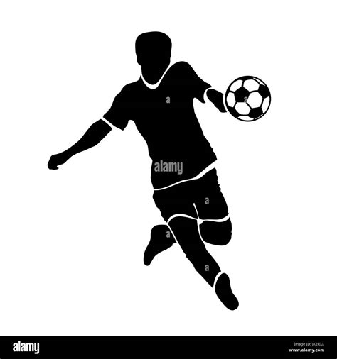 Footballer Silhouette Black Football Player Outline With A Ball