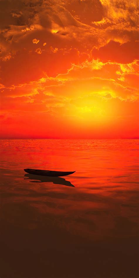 1080x2160 Lone Boat Sunset 4k One Plus 5thonor 7xhonor View 10lg Q6