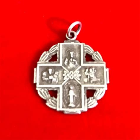 vintage sterling four way catholic medal made in usa etsy