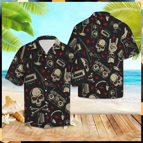 Skull Rock Band Hawaiian Shirt Short Sleeve Hawaiian Aloha Etsy