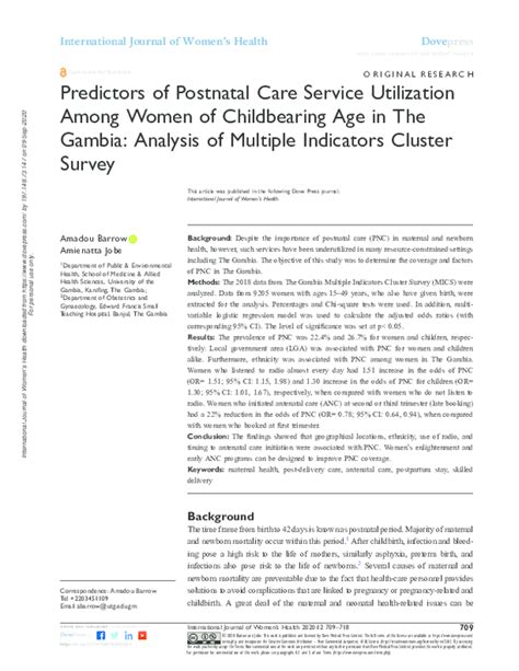 Pdf Predictors Of Postnatal Care Service Utilization Among Women Of