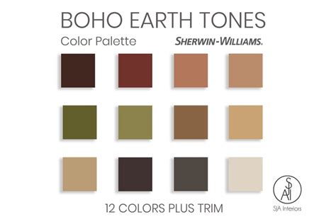 Boho Earth Tones Paint Palette Sherwin Williams E Design Etsy
