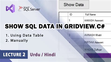 C How To Show Display Data In Datagridview From Sql Server Database Retrieve Load In