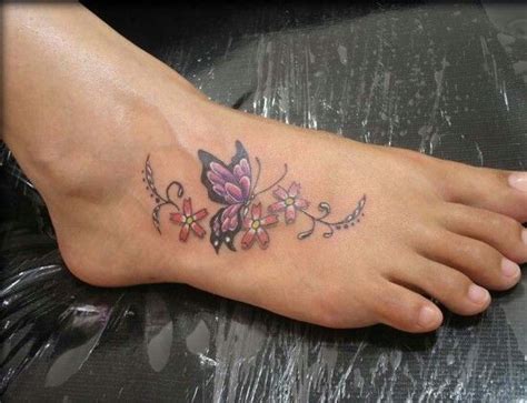 Butterfly With Flowers Tattoo Butterfly Tattoos For Women Foot