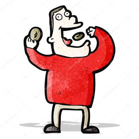 Cartoon Greedy Man Eating Junk Food Stock Vector By Lineartestpilot