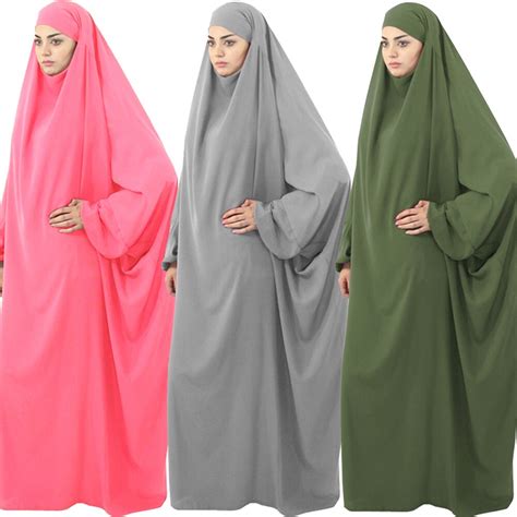 One Piece Prayer Dress Muslim Women Abaya Overhead Hijab Kaftan Islamic