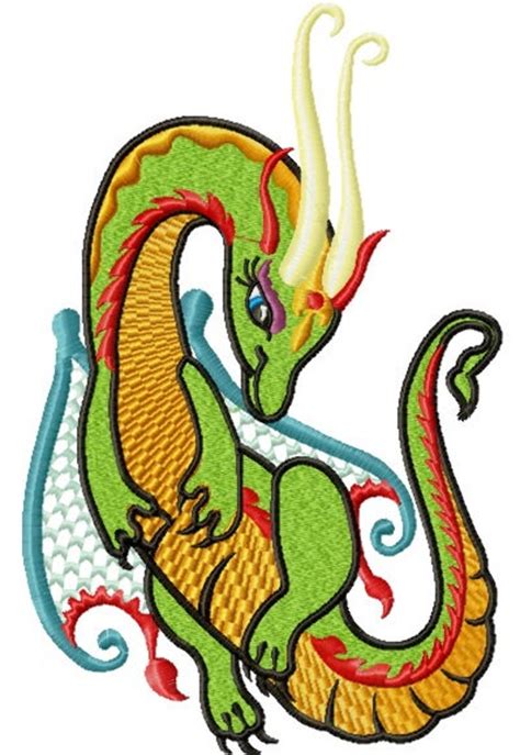 Lovely Chinese Dragon Machine Embroidery Design Instantly Etsy