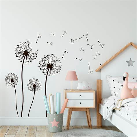 Dandelion Wall Decal Dandelion Flowers Wall Sticker Beautiful Etsy In