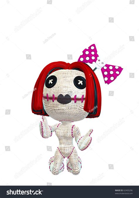 Cute Female Voodoo Doll With Red Hair And Skull Bow Stock Photo