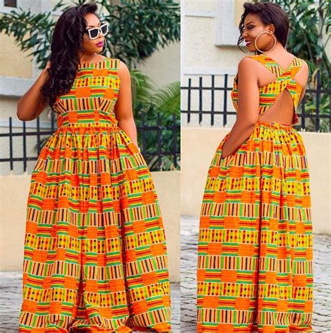 African Print Maxi Dress Sleeveless And Open Back Kente Ankara