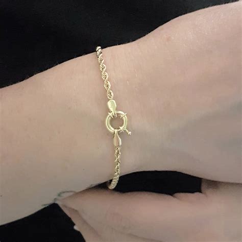 Rope Chain Bracelet For Women 14k Real Solid Yellow Gold 25mm Latika