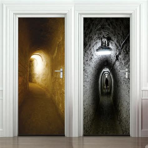 3d Mysterious Tunnel Wall Door Stickers Mural Poster Durable Pvc