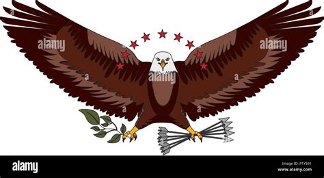 American Bald Eagle Emblem With Arrows And Olive Branch Vector